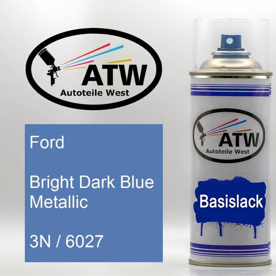 Ford, Bright Dark Blue Metallic, 3N / 6027: 400ml Sprühdose, von ATW Autoteile West.